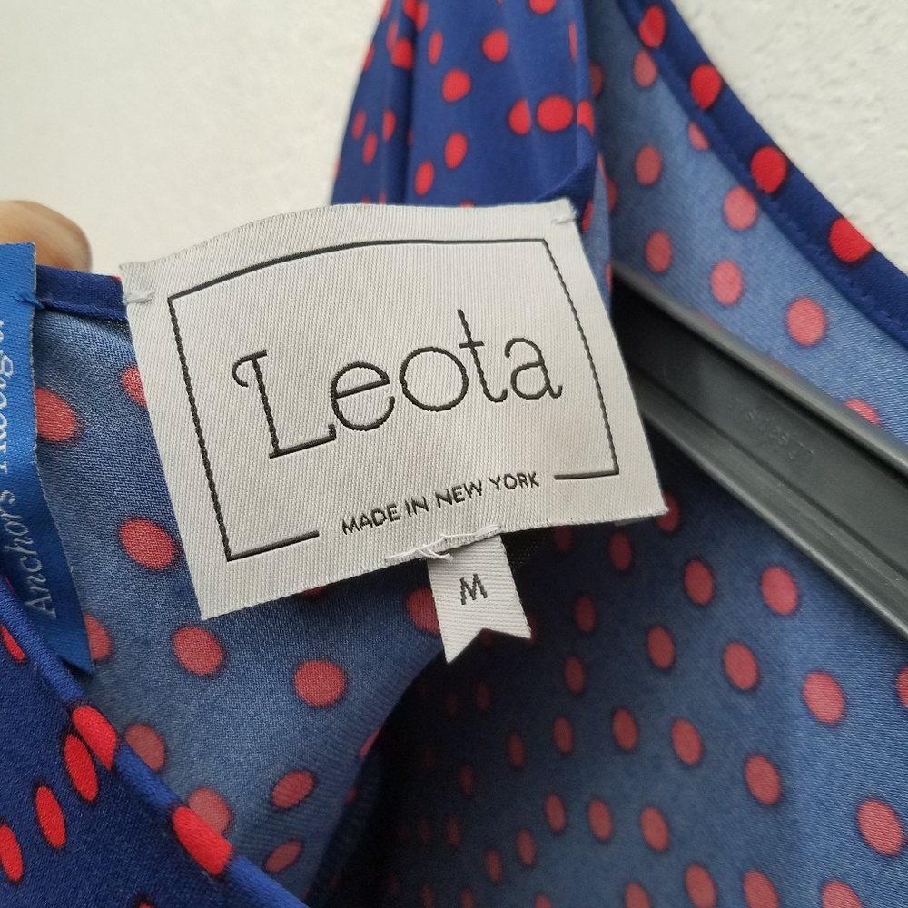 Leota Blue W/Red Polka Dot 3/4 Sleeve Dress - Picture 4 of 4